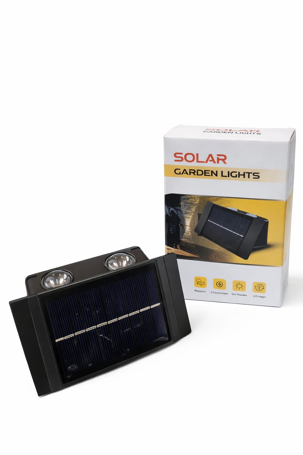 Solar-LED-Gartenwandleuchte mit 2 Spotlights und Dämmerungssensor